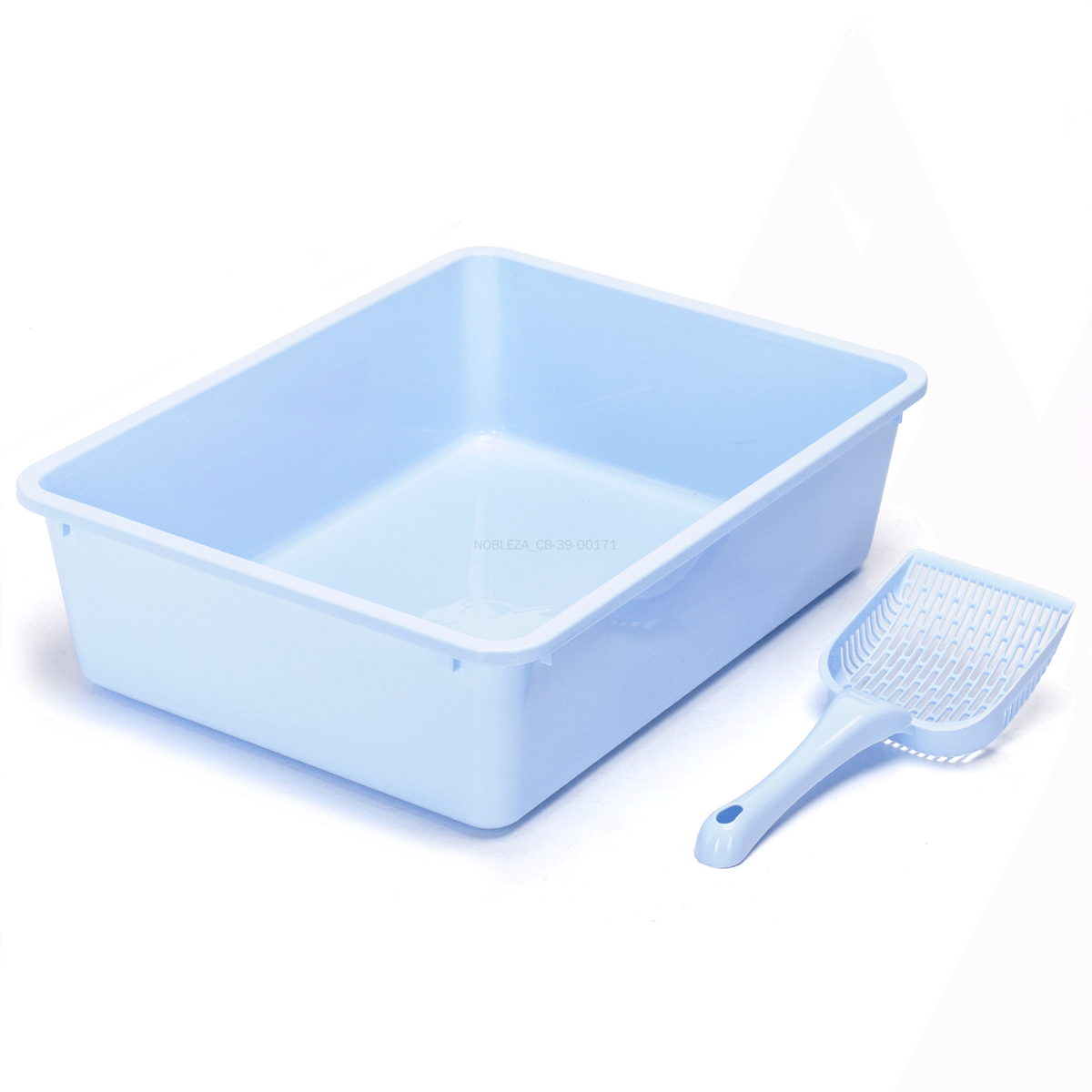 Arenero para gatos con pala de 43 × 32,5 × 12 cm - Azul