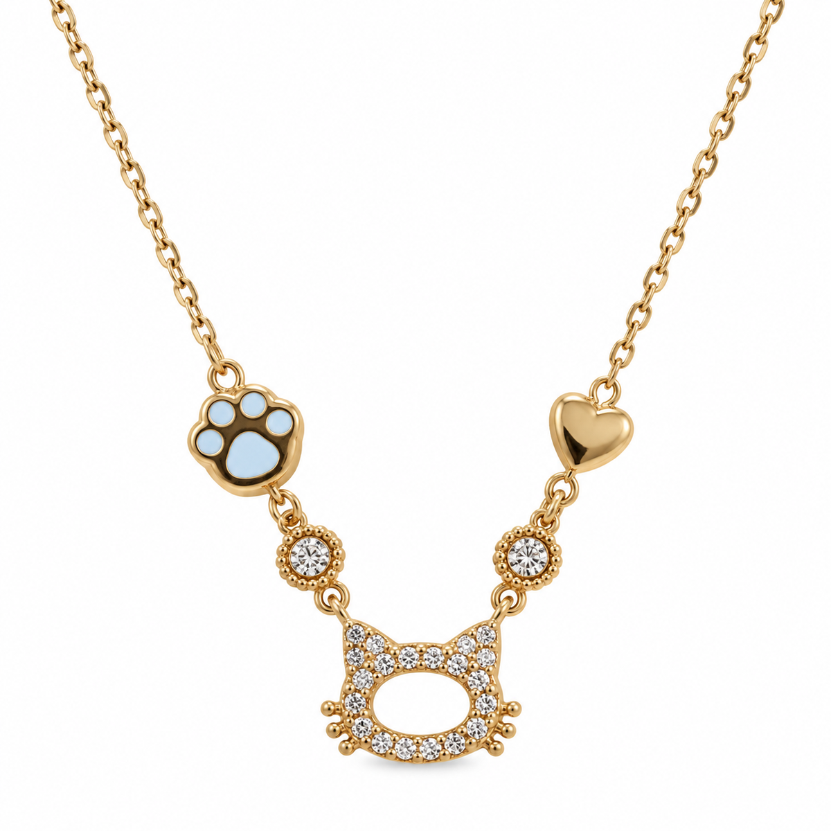 🐱 Collar de Acero Dorado «Amor Felino»