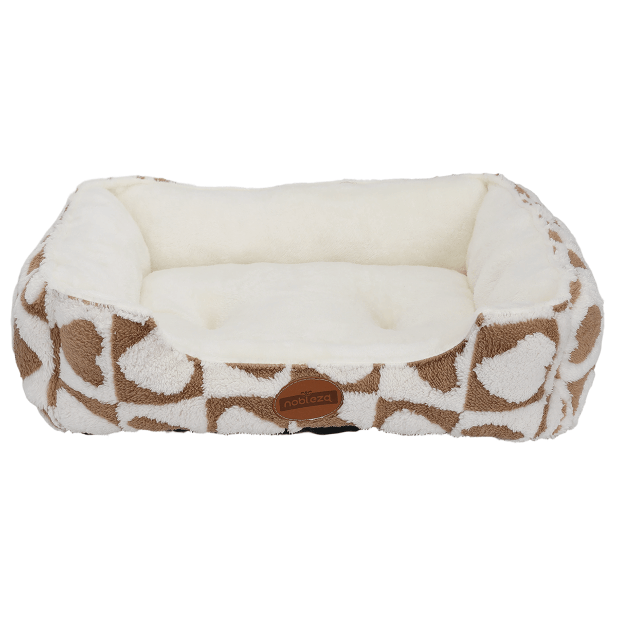 Set de 3 camas para perro y gato con corazón – Marrón y blanco