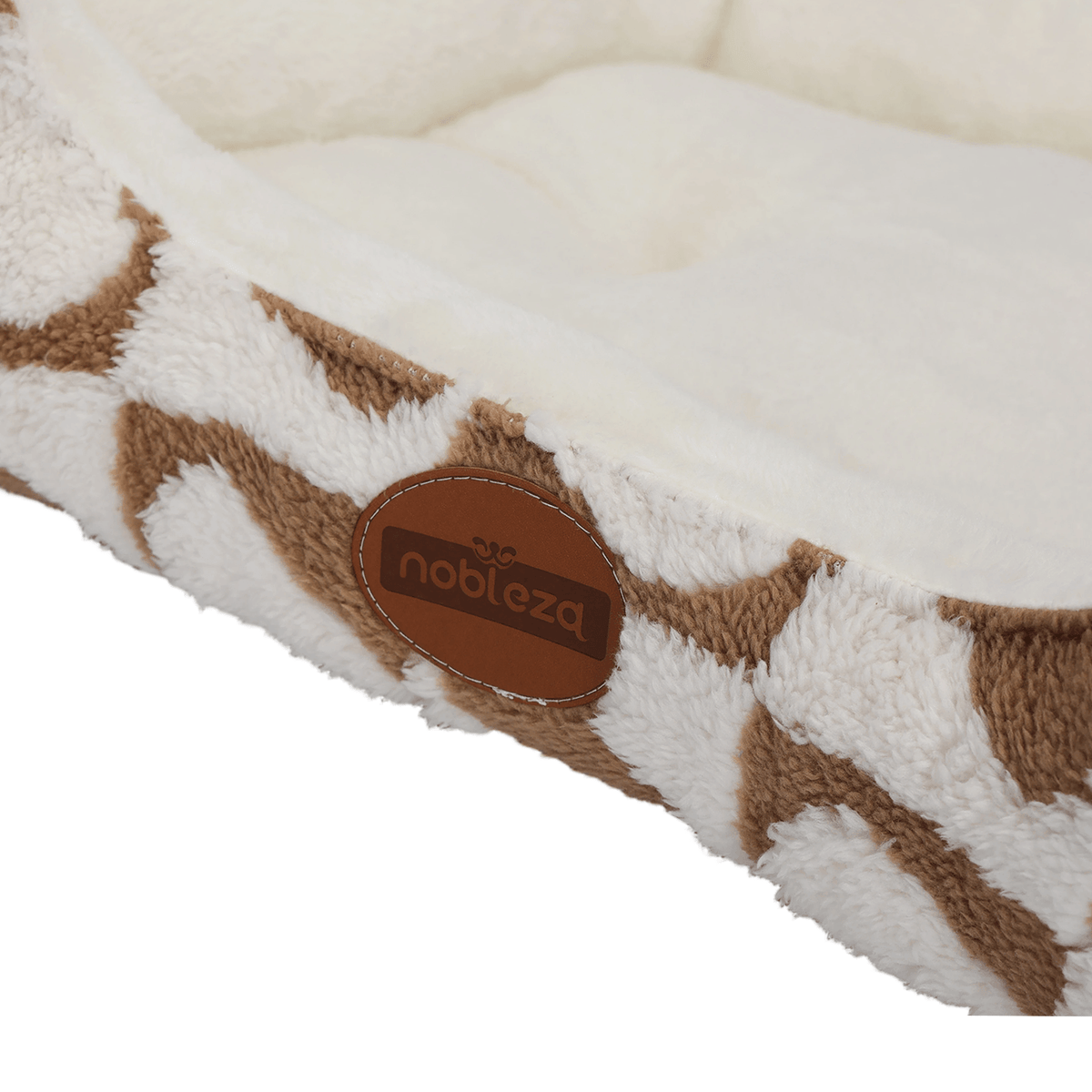 Set de 3 camas para perro y gato con corazón – Marrón y blanco