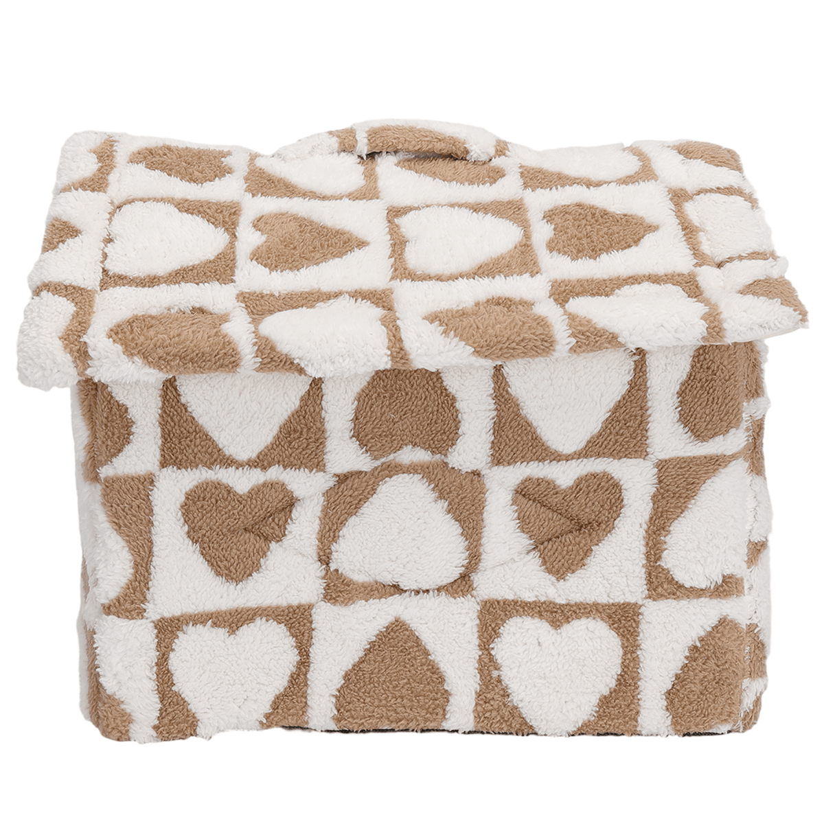 Casita acolchada para perro y gato Corazón – Blanco y café