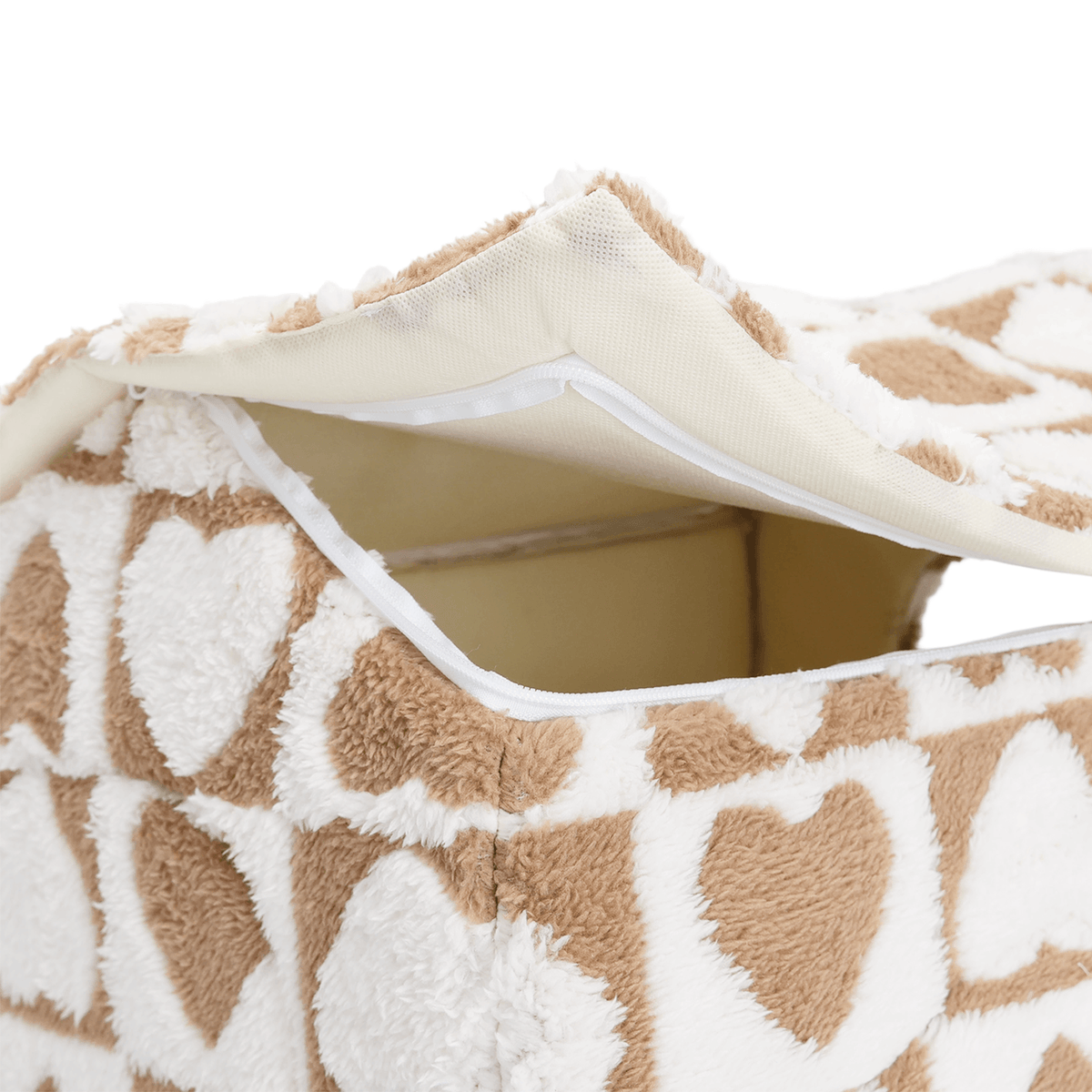 Casita acolchada para perro y gato Corazón – Blanco y café