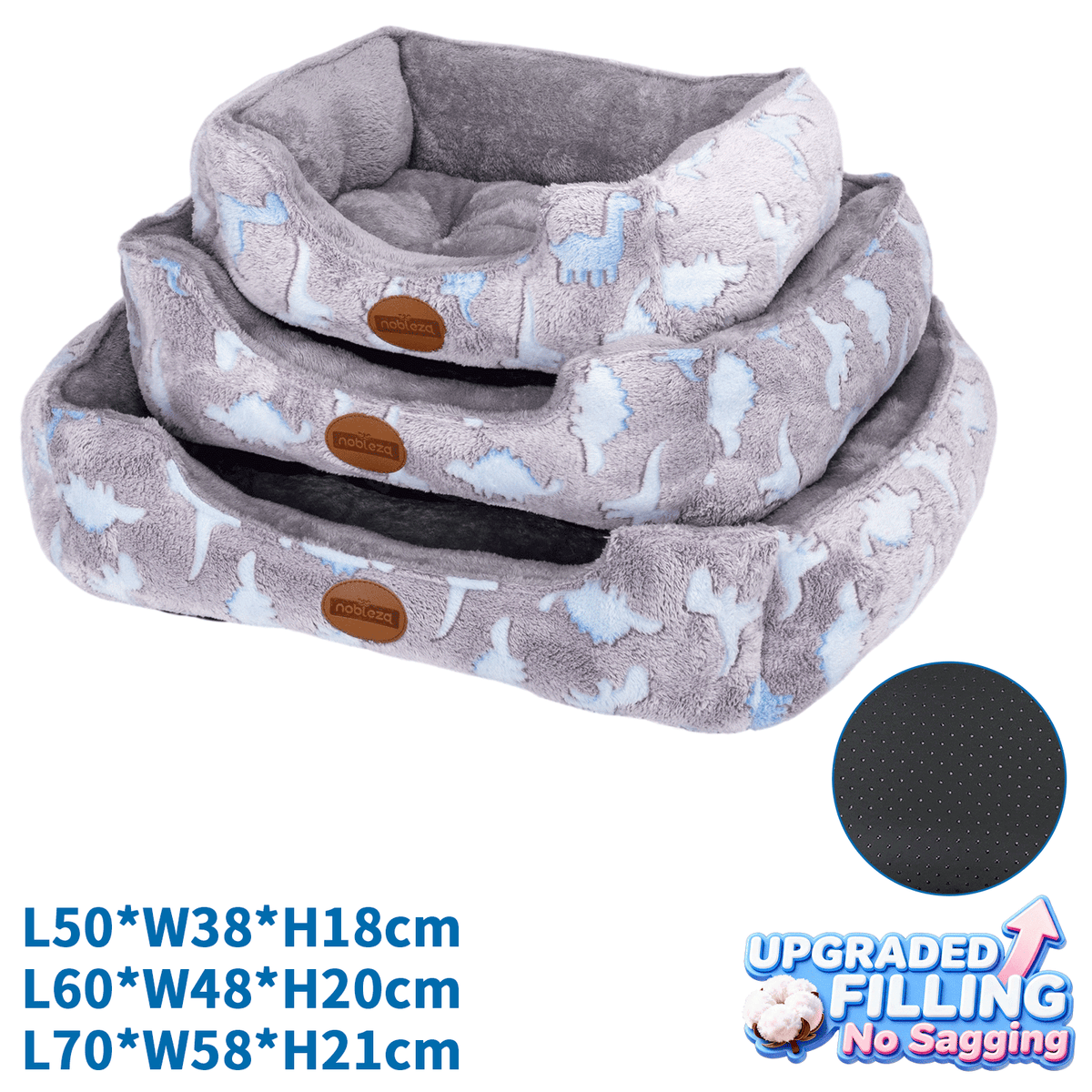 Set de 3 camas para perro y gato – Gris