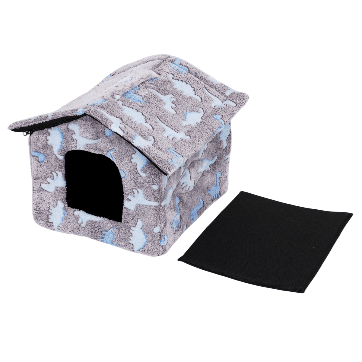 Casita acolchada para perro y gato Dinosaurio – Gris