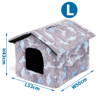 Casita acolchada para perro y gato Dinosaurio – Gris