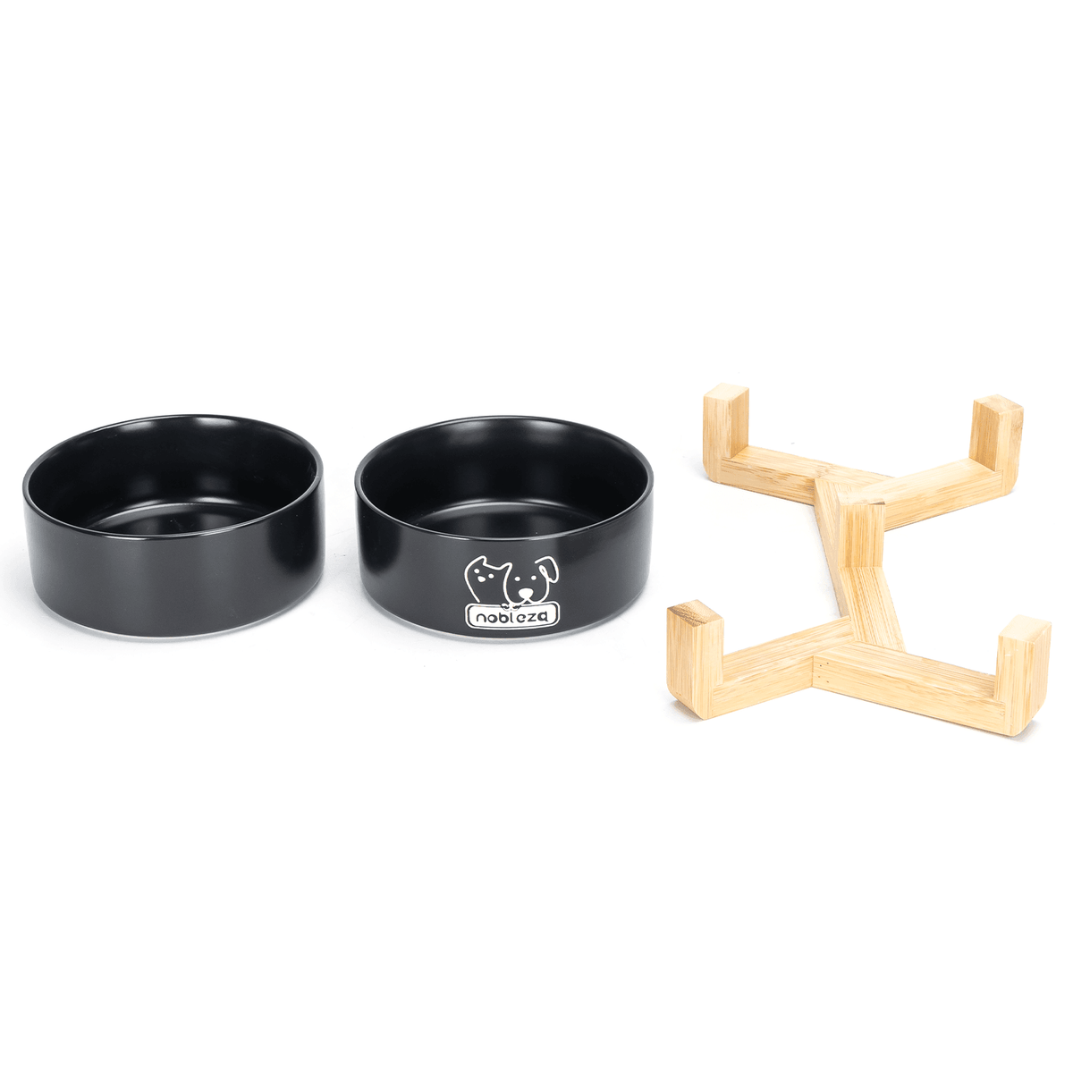Cuenco de cerámica para gato con base de bambú – 400 ml