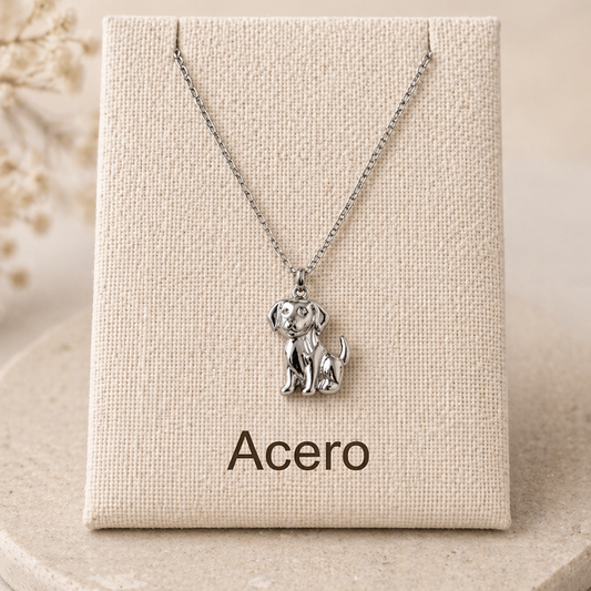 Collar con colgante de perro en acero inoxidable3- color plata