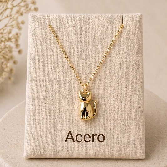 Collar Gatito de Acero Inoxidable – Minimalista y Encantador- color dorado🐱✨