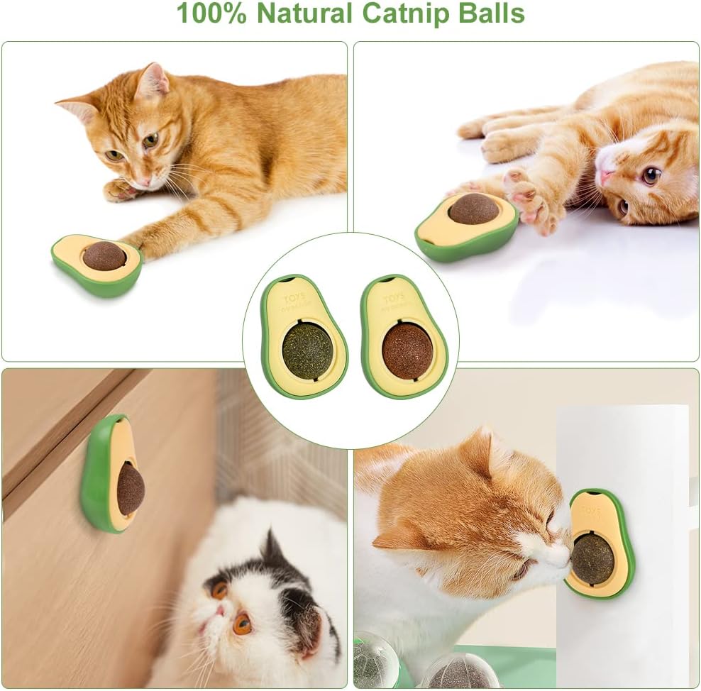 Juguete para gato con diseño de aguacate con bola giratoria con hierba gatuna (catnip)