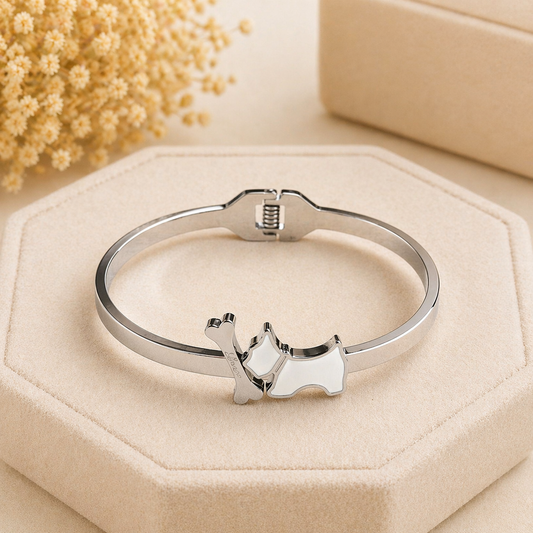 Pulsera Amor Perruno – Acero Inoxidable Plateado 🐶💛