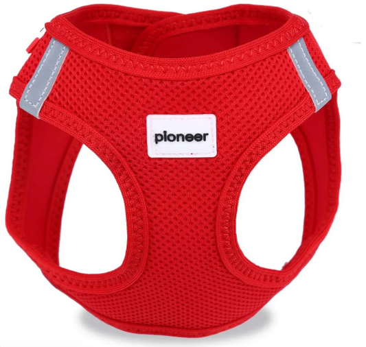 Arnés para gato transpirable color rojo con anilla de aluminio