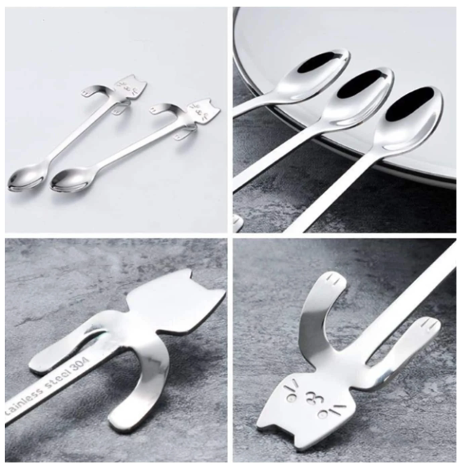 Cucharilla de Café de Acero Inoxidable Gato