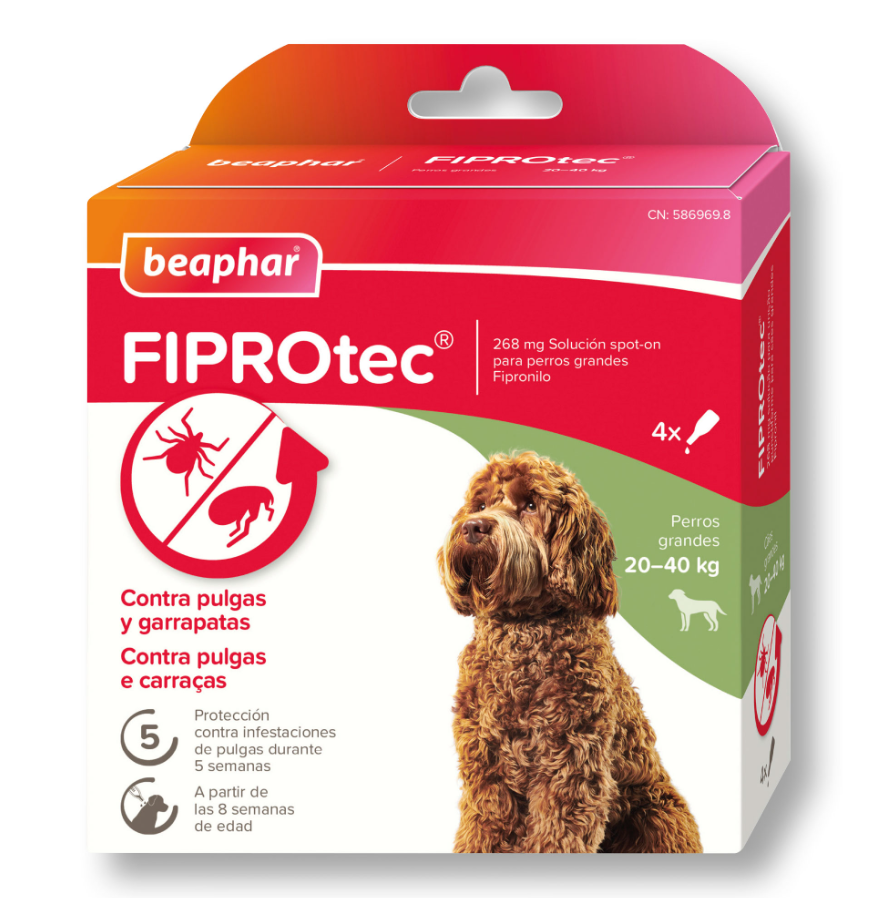 Beaphar FIPROtec® Pipeta Antiparasitaria Perro Pequeño 20-40 kg – 4 Pipetas