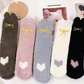 Calcetines de terciopelo coral para mujer con diseño de corazón y garras de gato (pack de 5 pares)