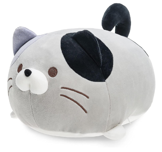 Cojín peluche de gatito color gris