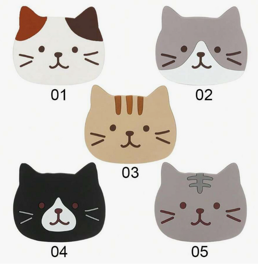 Posavasos de silicona de cabeza de gatitos (5 uds)