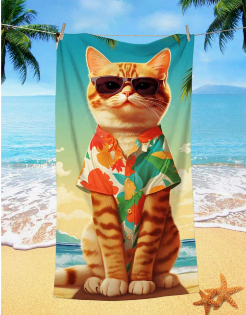Toalla de playa de gato hawaiano