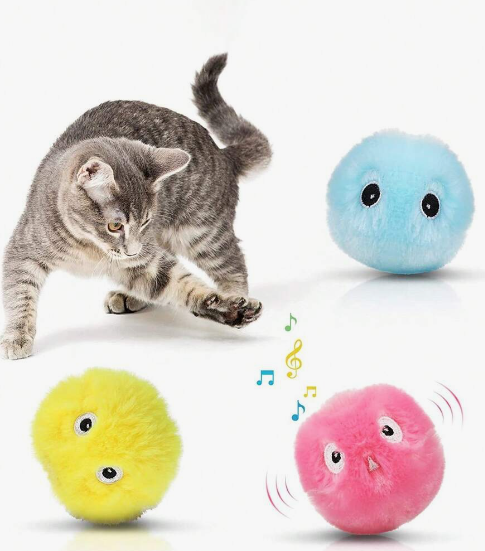 Pelota divertida con sonido y catnip (pack de 3)