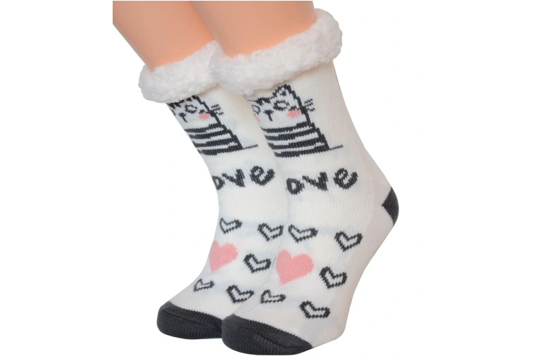 Calcetines antideslizantes térmicos con gatito y LOVE