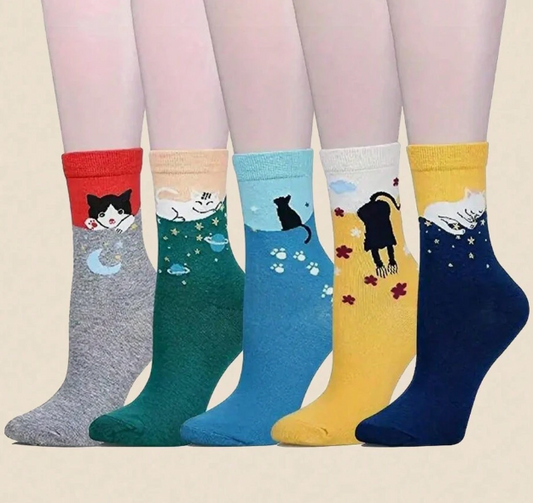 Calcetines de gatitos diferentes tonos (pack de 5 pares)