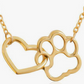 Collar de acero en color dorado con colgante de huella  y corazón