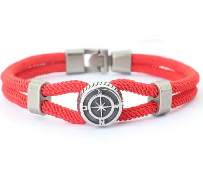 Pulsera de hombre de cordón con brújula