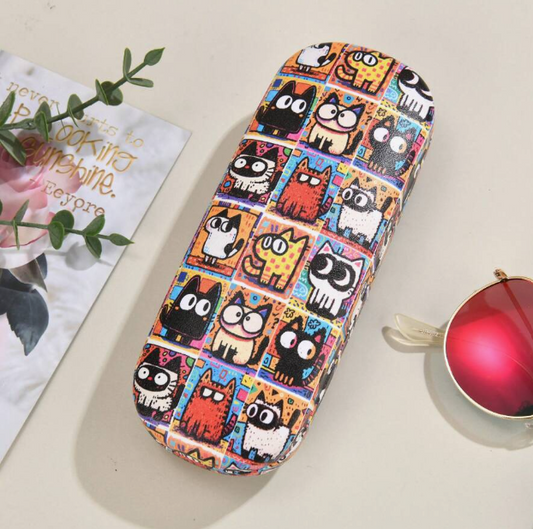 Funda para gafas rígida con diseño de gatetes coloridos