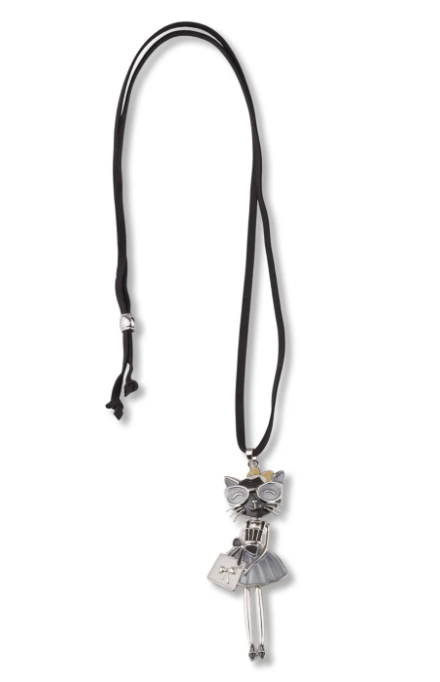 Collar Gatita Fashion Articulada color platA Y NEGRO