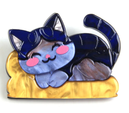 Broche Gato Azul Durmiente