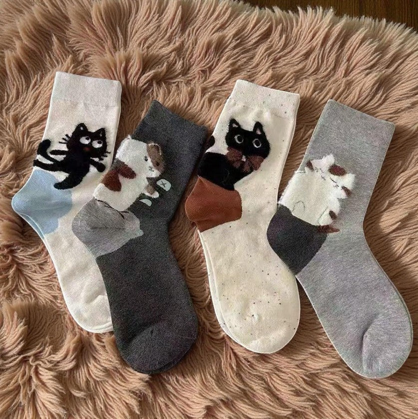 🧦 Calcetines Gatitos Suaves – Modelos Realistas y Súper Confortables ( pack de 4 )