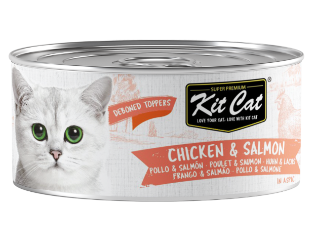 KIT CAT LATA TOPPERS - POLLO Y SALMÓN 80G