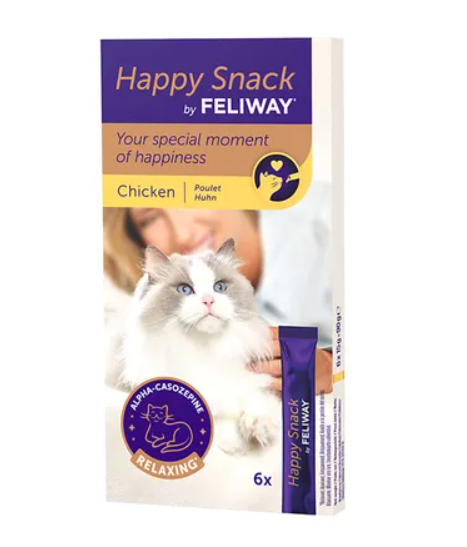 Happy Snack by Feliway – Snacks relajantes para gatos (pollo). Pack 6 unidades