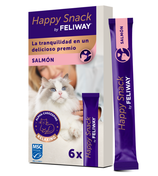 Happy Snack by Feliway – Snacks relajantes para gatos (salmón). Pack 6 unidades