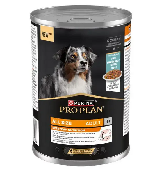PURINA® PRO PLAN® All size Adult rico en Pescado en Gelatina. Lata 400 grs.