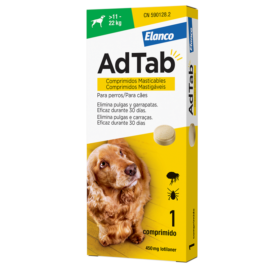 ADTAB 450 mg Perro 11 - 22 kg (1 comp.). Pulgas y garrapatas