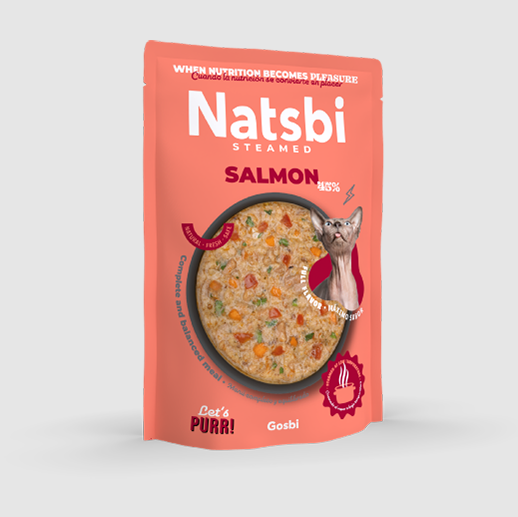 Natsbi Salmón al vapor con salsa 80 gr. Alimentación completa