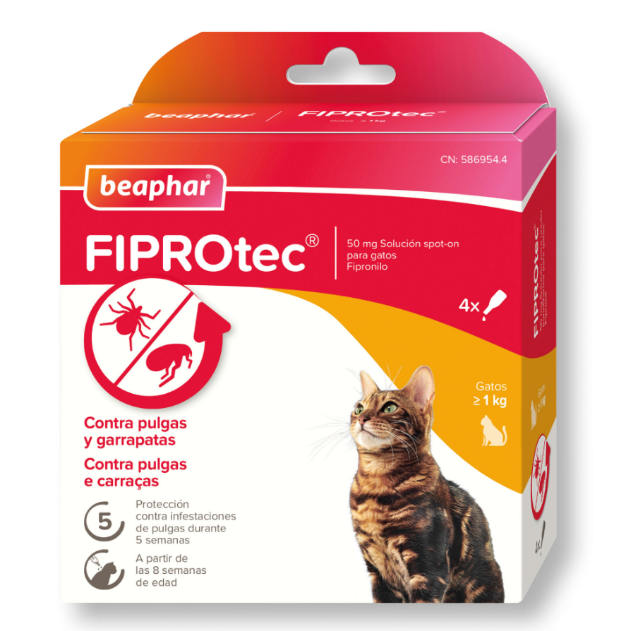 Beaphar FIPROtec® Pipeta Antiparasitaria para Gatos – 4 Pipetas