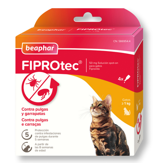 Beaphar FIPROtec® Pipeta Antiparasitaria para Gatos – 4 Pipetas