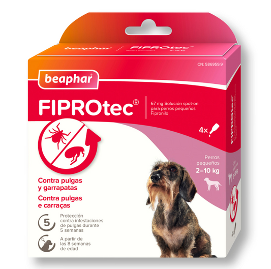 Beaphar FIPROtec® Pipeta Antiparasitaria Perro Pequeño 2-10 kg – 4 Pipetas