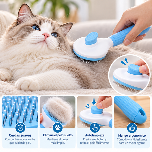 Cepillo de púas finas para perro y gato – Azul