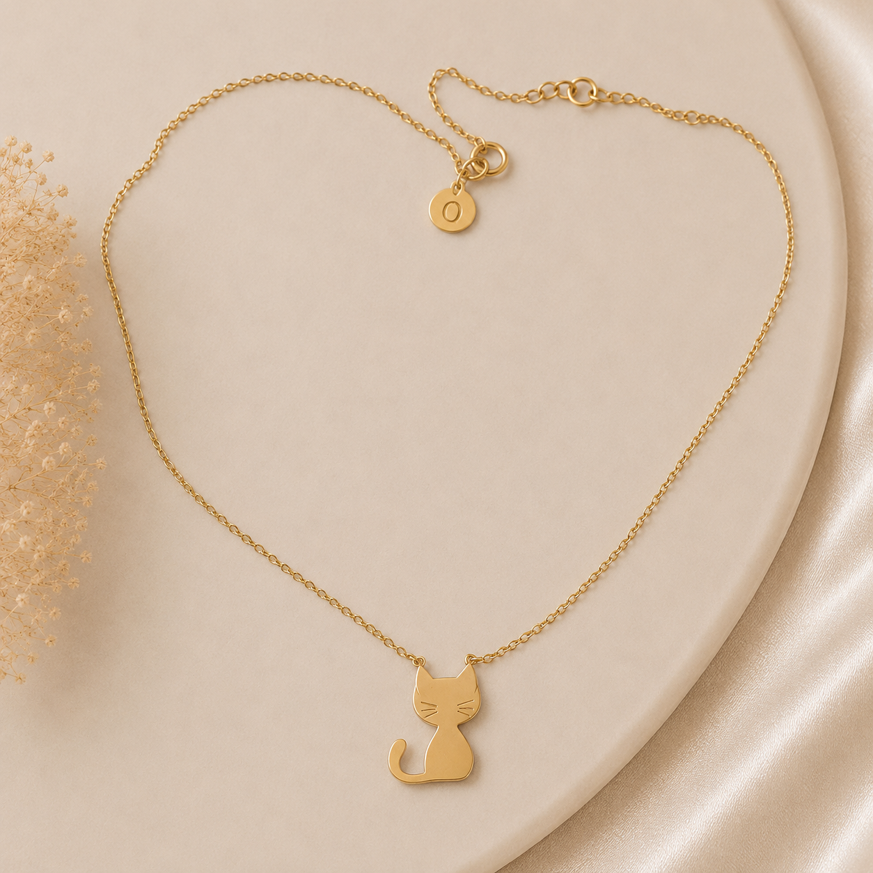 Collar de Acero Inoxidable Gatito Minimal Dorado