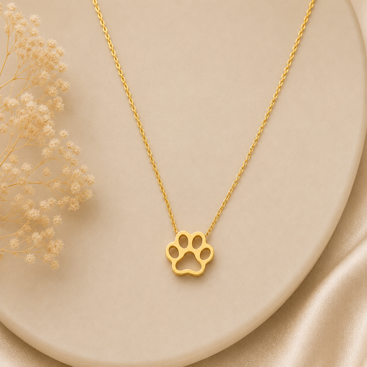 Collar Acero Inoxidable Huella Dorado