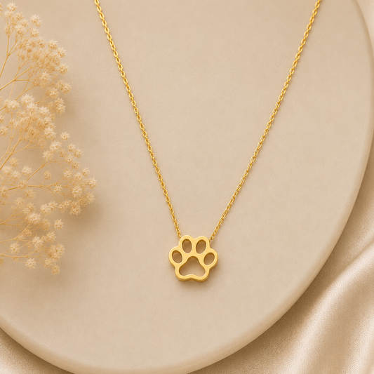 Collar Acero Inoxidable Huella Dorado