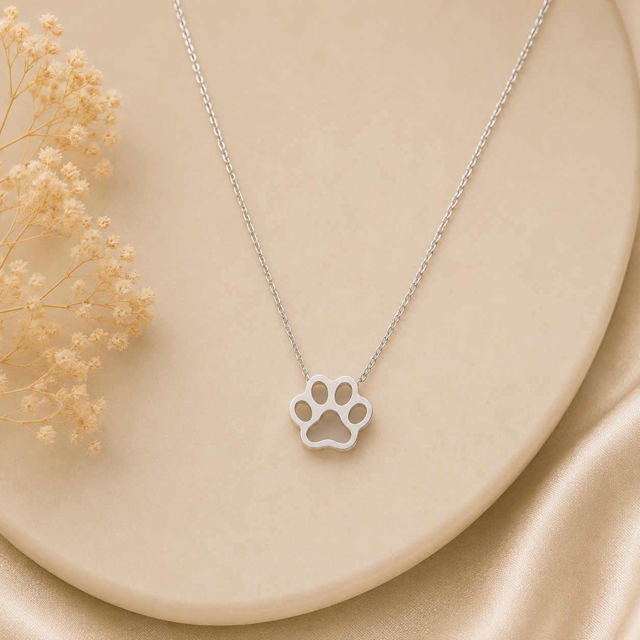 Collar Acero Inoxidable Huella Plateado