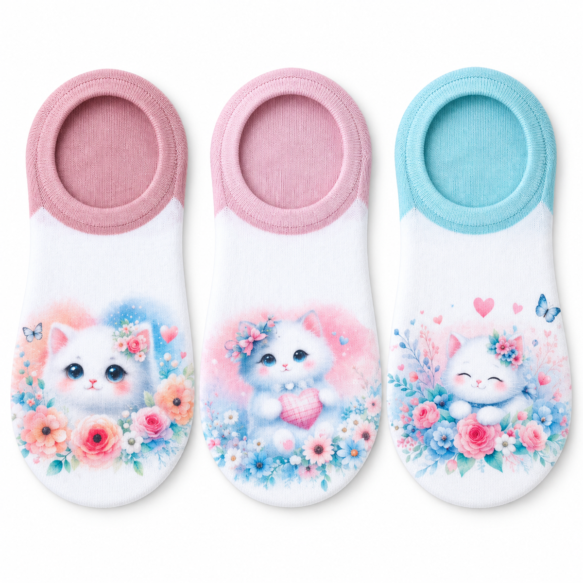 Calcetines invisibles con estampado de gatos