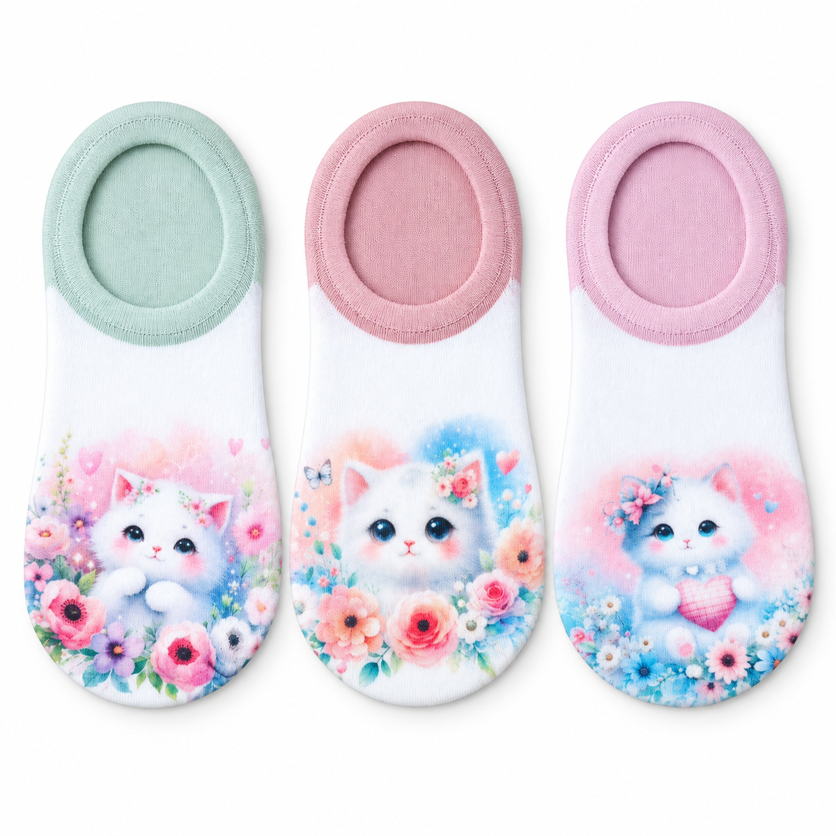 Calcetines invisibles con estampado de gatos