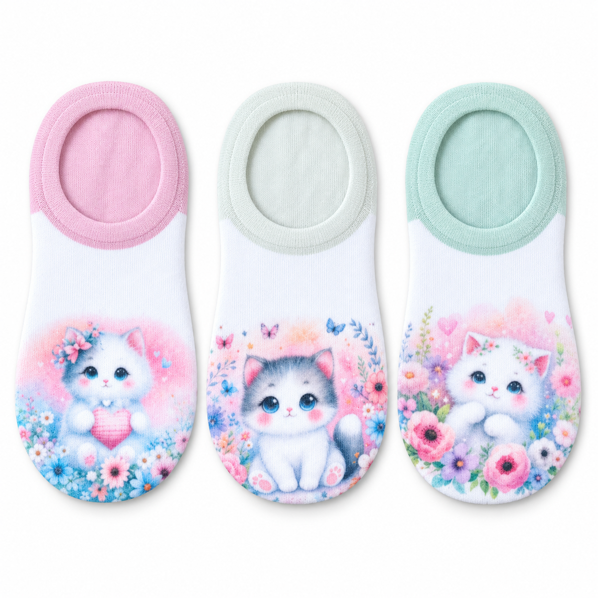 Calcetines invisibles con estampado de gatos