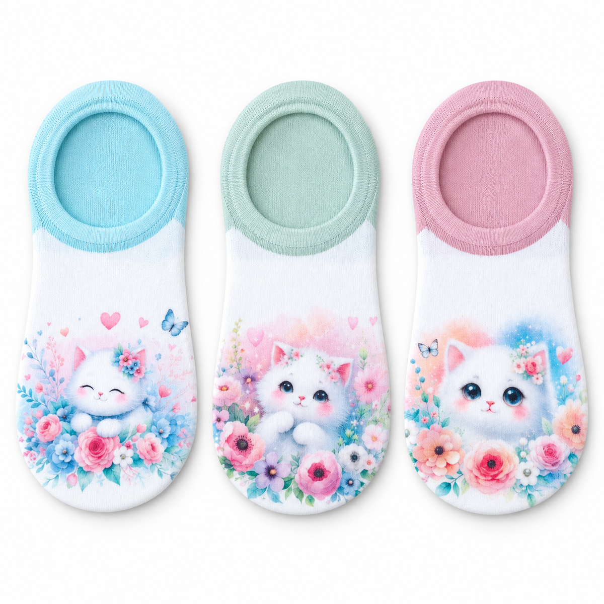 Calcetines invisibles con estampado de gatos