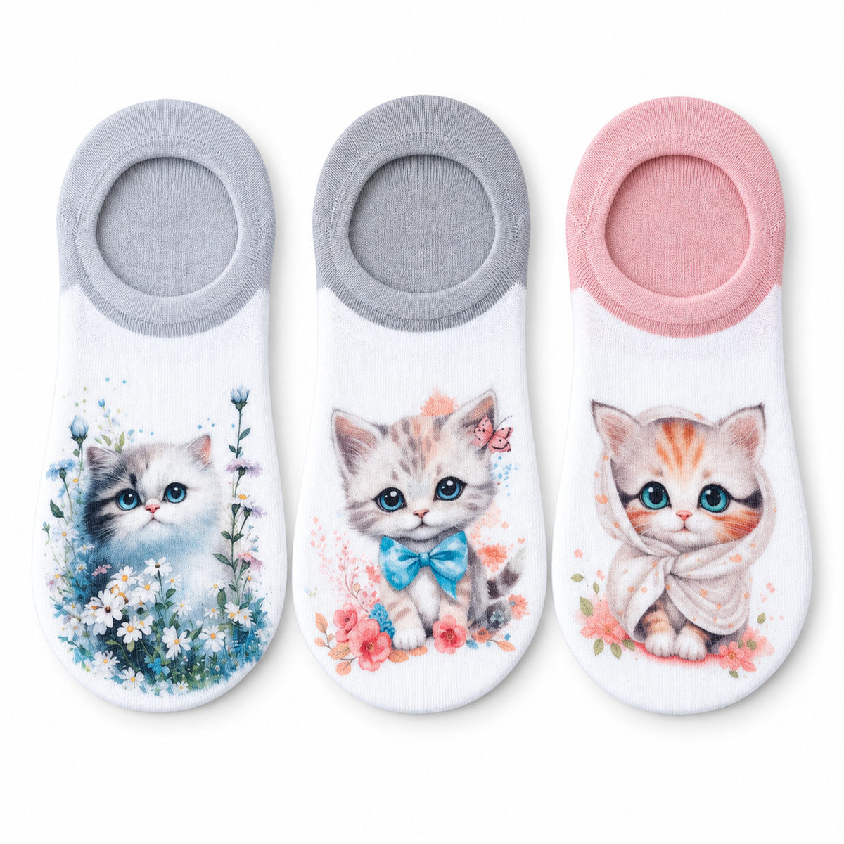 Calcetines invisibles con estampado de gatos