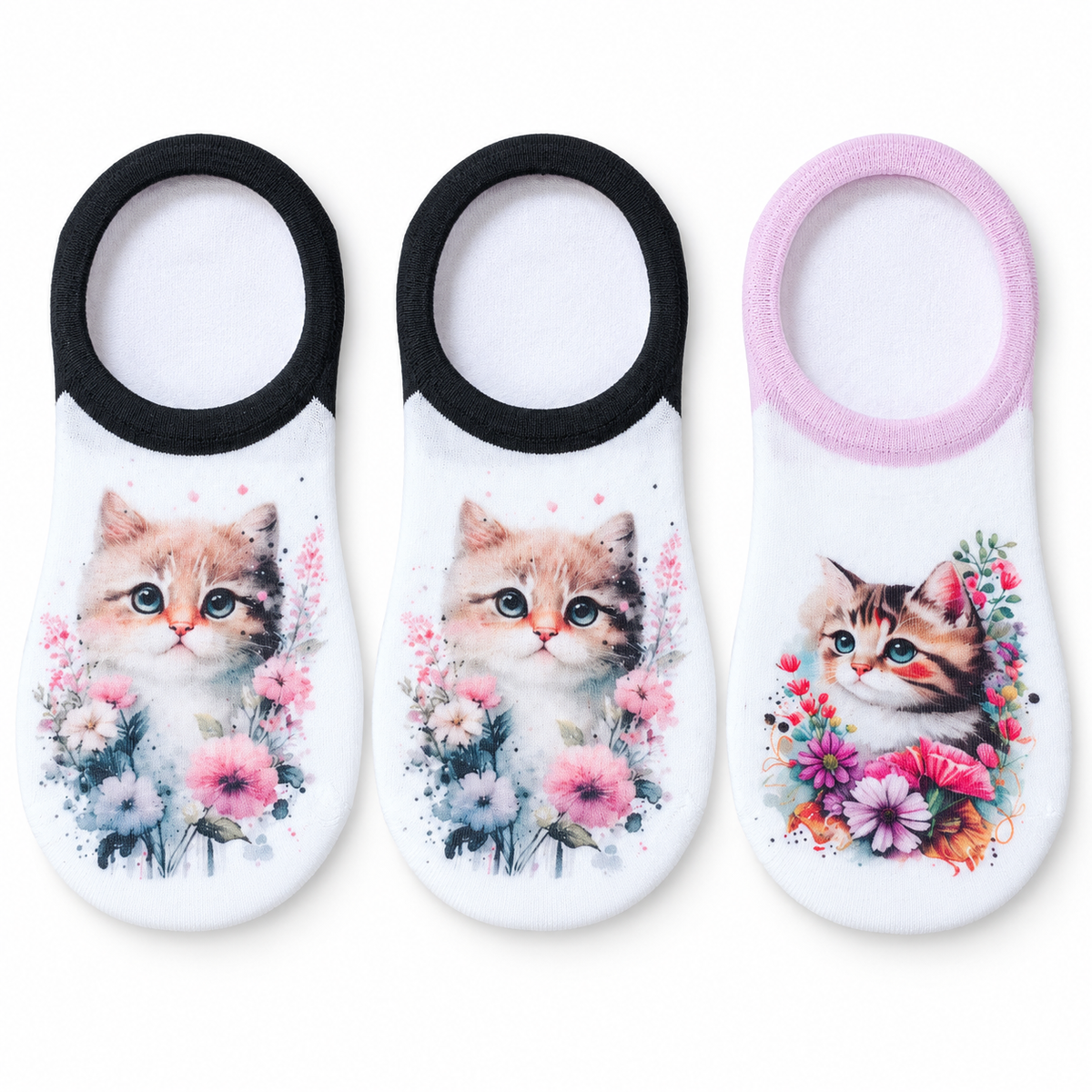 Calcetines invisibles con estampado de gatos